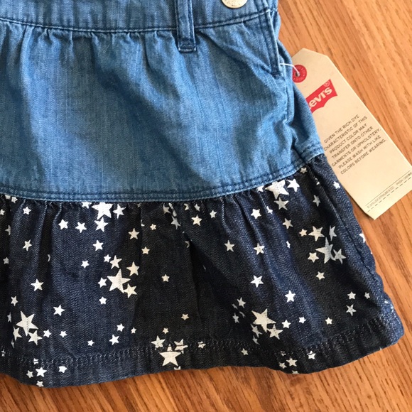 NWT Levi’s little girls DENIM DRESS WITH STARS - Picture 4 of 5